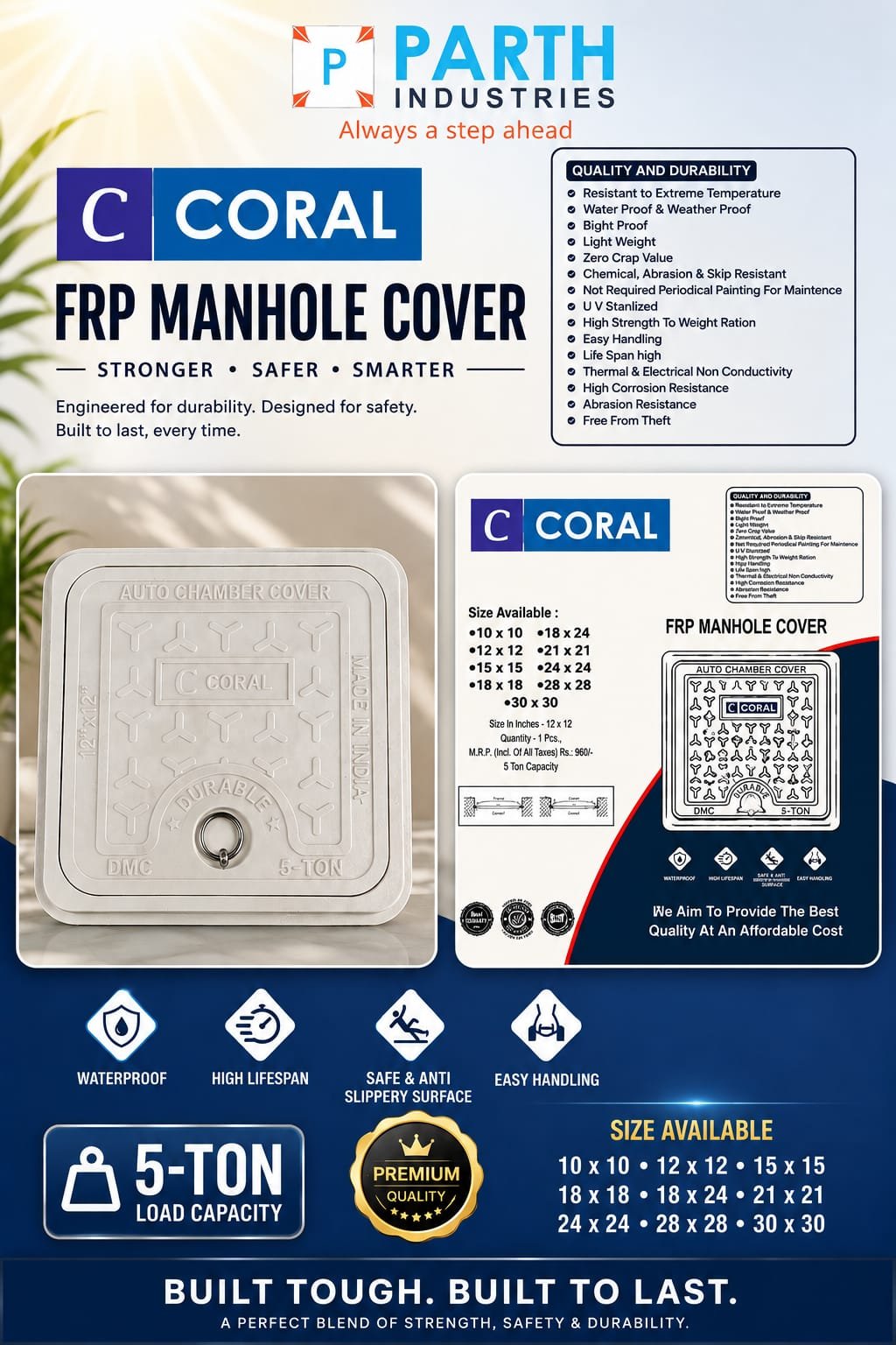 FRP Manhole Cover (Coral)
